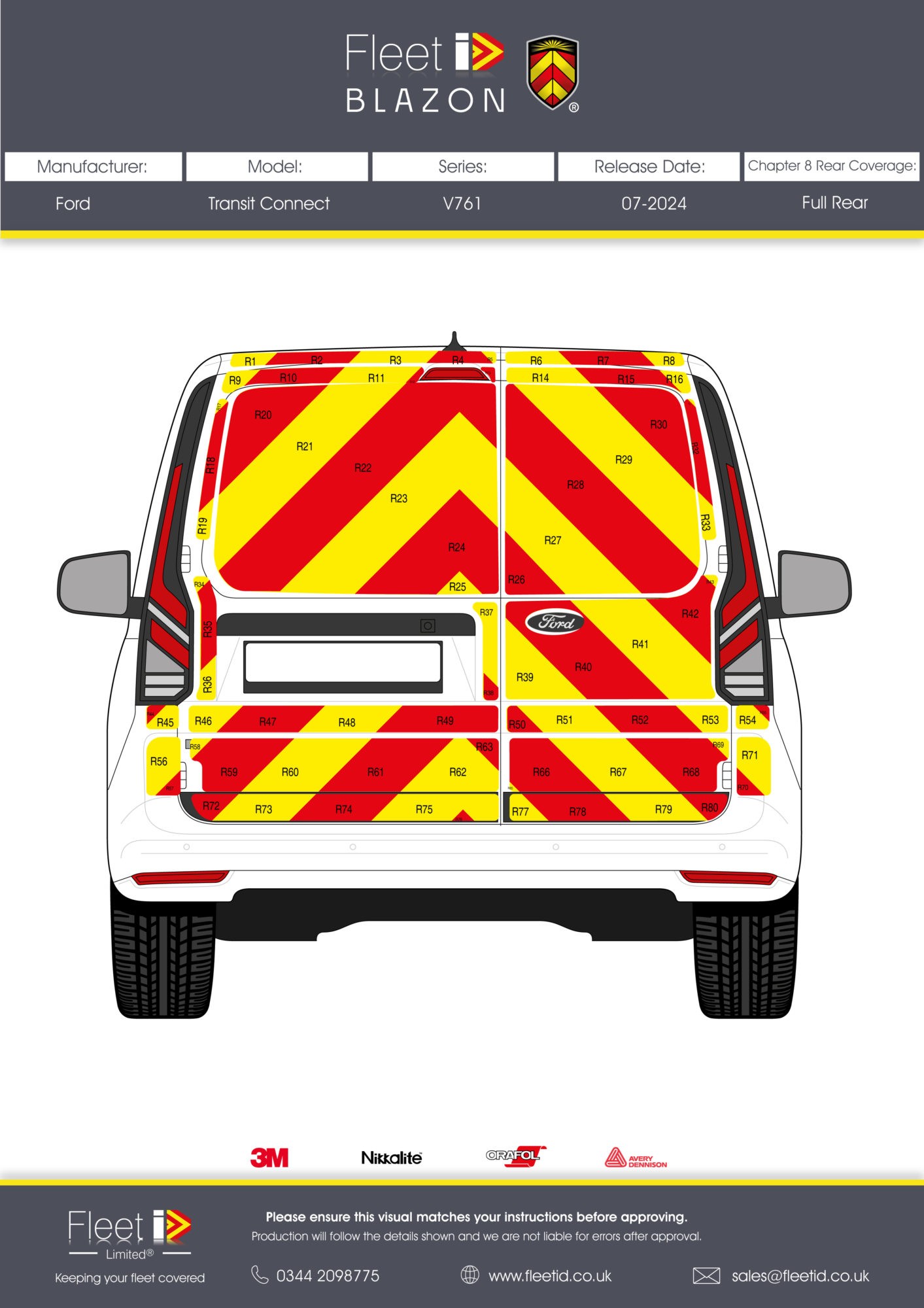 rear chevron kits for for transit connect series v761